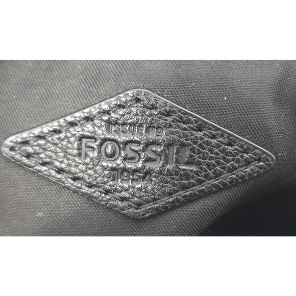 Fossil Fiona Large Crossbody Pebbled Leather Purse Black Gold Detachable Strap - Picture 9 of 11